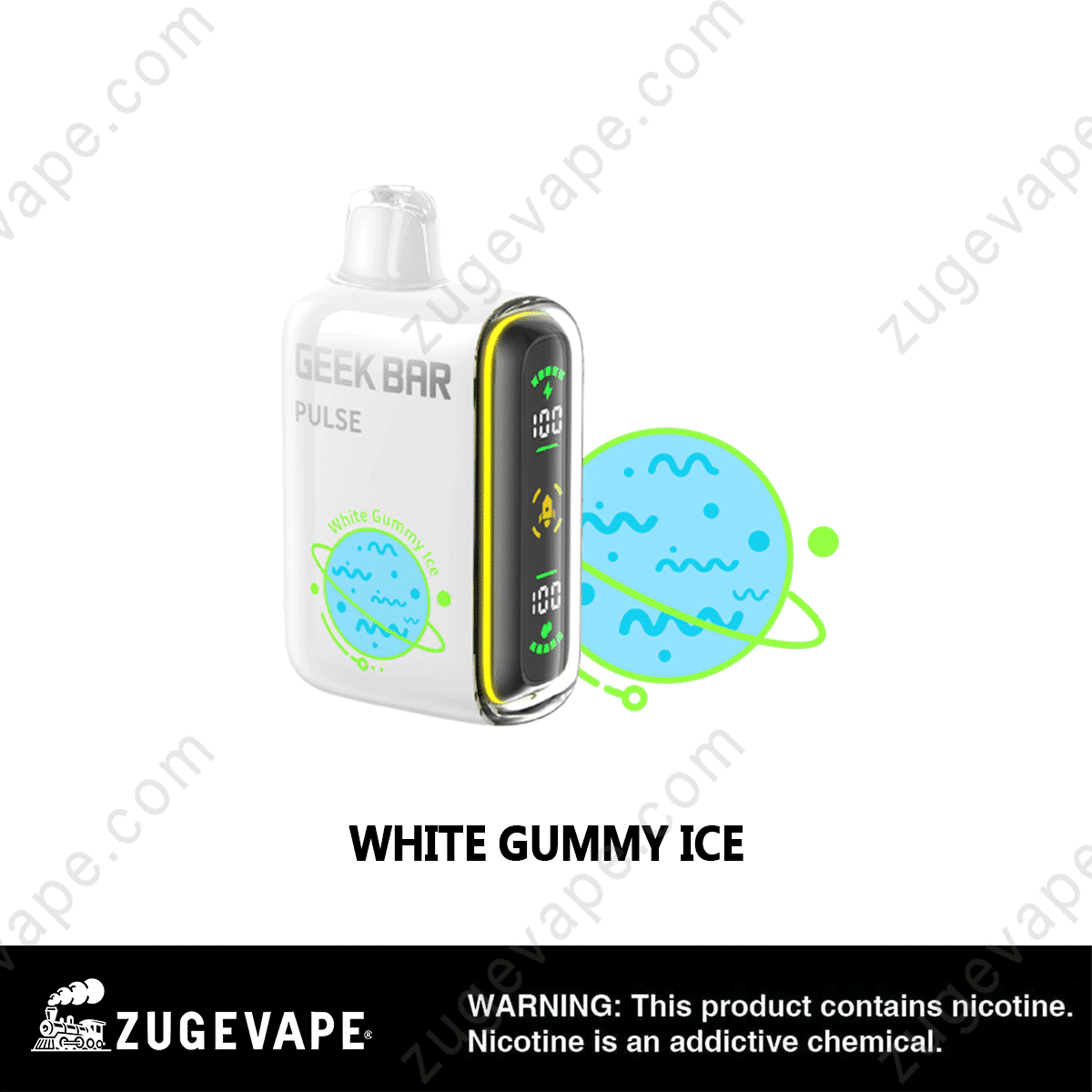 Geek-Bar-15000-Puffs-White-Gummy-Ice.png White Gummy Ice Geek Bar Pulse vape device.