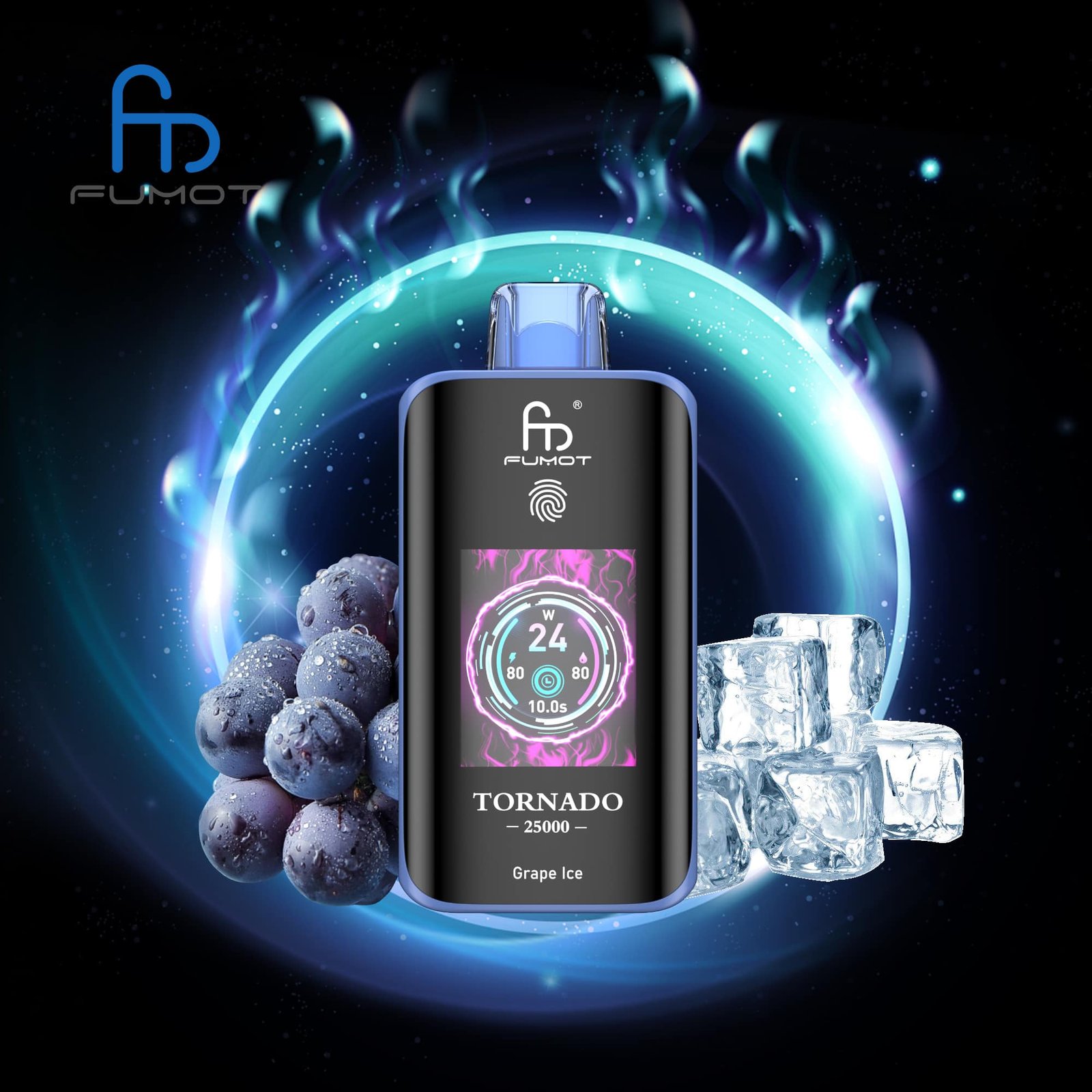Grape-lce.jpg Fumot Tornado vape with grapes and ice.