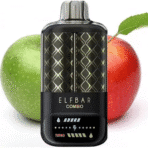 Elfbar vape pen with apples in background