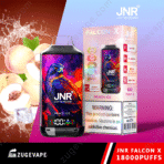 JNR vape, peach ice flavor, with health warning.