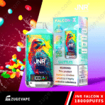 JNR Falcon-X Skittles vape, colorful packaging.