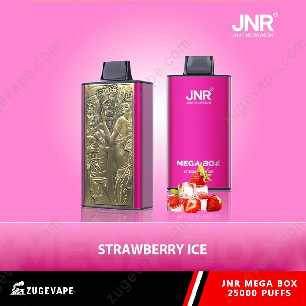 JNR-Mega-Box-25000-Puffs-Fresa-Hielo.jpg JNR Mega Box vape, strawberry ice flavor.