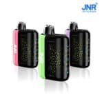 Colorful JNR vape devices with digital patterns.