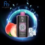 FUMOT peach ice vape with digital display and fruits.