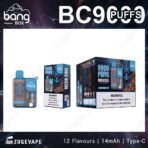 Bang Box vape, 9000 puffs, mesh coil display.