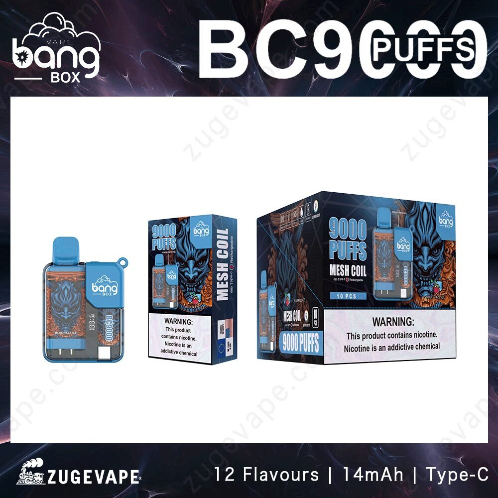 KbReNSbQ-Bang-box-9000Puffs-4.jpg Bang Box vape, 9000 puffs, mesh coil display.
