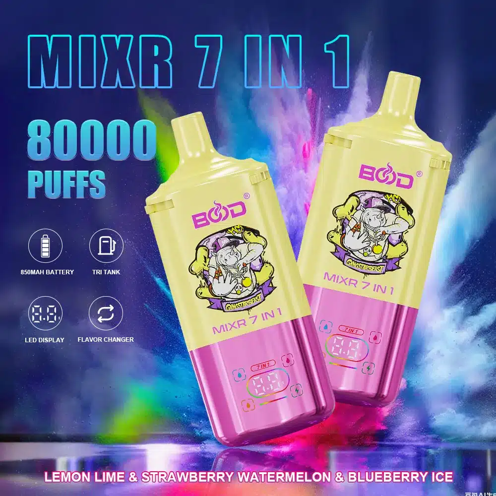 Lemon-lime-Strawberry-watermelon-Blueberry-ice Mixr 7 in 1 vape with 80,000 puffs