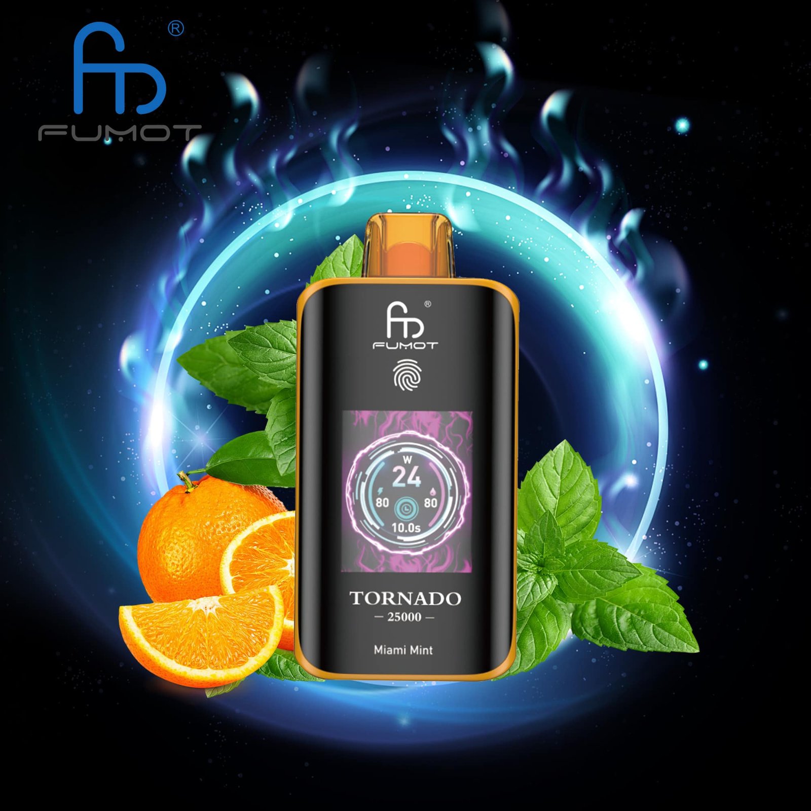 Miami-Mint.jpg Fumot e-cigarette with mint and orange design