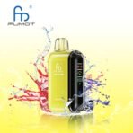 FUMOT vape with colorful liquid splash background.