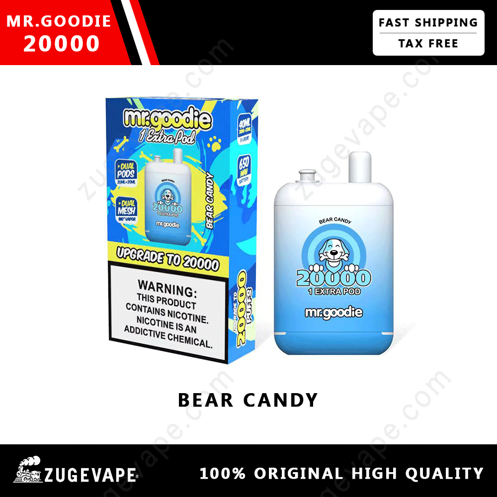 MrGoodie-20000-Puffs-Bear-Candy.png Mr. Goodie 20000 vape, Bear Candy flavor.