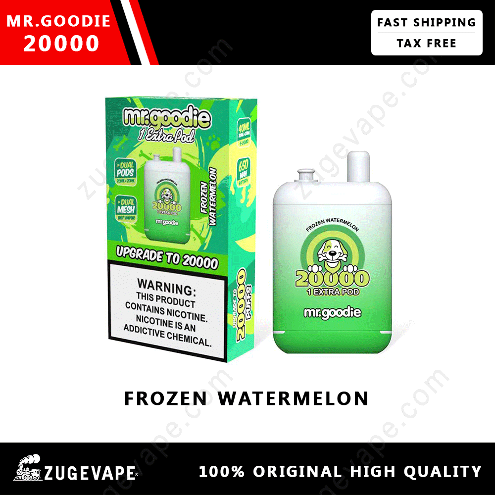 MrGoodie-20000-Puffs-Frozen-Watermelon.png Mr. Goodie vape, frozen watermelon flavor.