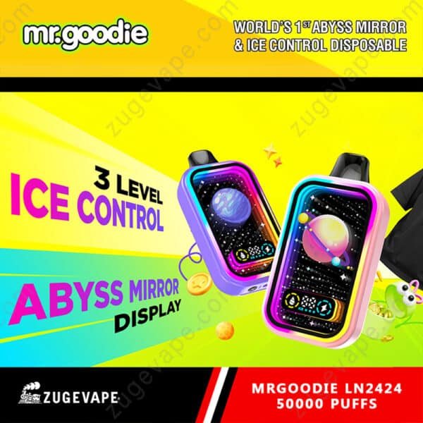 Colorful disposable vape with abyss mirror display