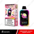 Juicy peach ice vape device packaging with nicotine warning.