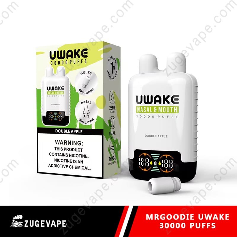 MrGoodie-Uwake-30000-Puffs-Double-Apple-1.jpg UWAKE Double Apple vape, 30000 puffs, nicotine warning.
