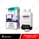 Uwake vape device, white peach sakura ice flavor.