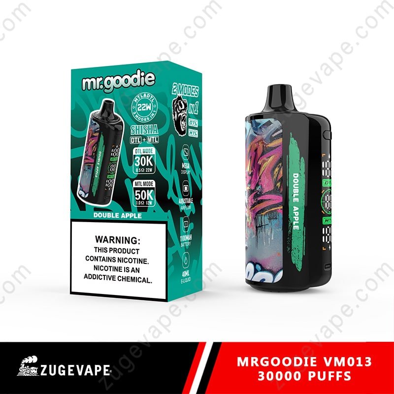 MrGoodie-Vm013-30000-Puffs-DoubleE-Apple.jpg Mr. Goodie vape, double apple flavor packaging