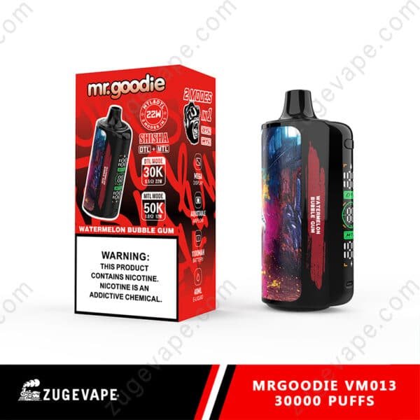 Mr. Goodie vape, watermelon bubble gum flavor.