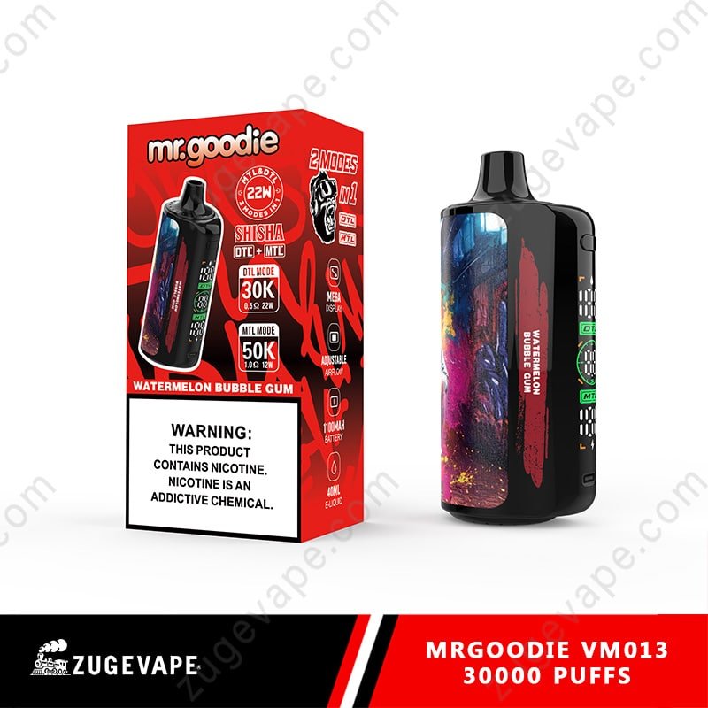 MrGoodie-Vm013-30000-Puffs-Watermeloen-Bubble-Gum.jpg Mr. Goodie vape, watermelon bubble gum flavor.