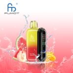 FUMOT vape device with peach and watermelon splashes.