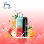 Colorful vape device with fruit and splashes