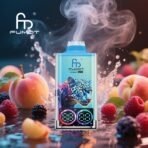 Fumot leopard vape with fruit and smoke.