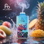Colorful vape with fruit background