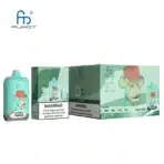 Fumot vape box and device with warning label.