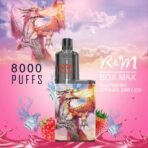 R&M Box Max vape, raspberry strawberry ice flavor.
