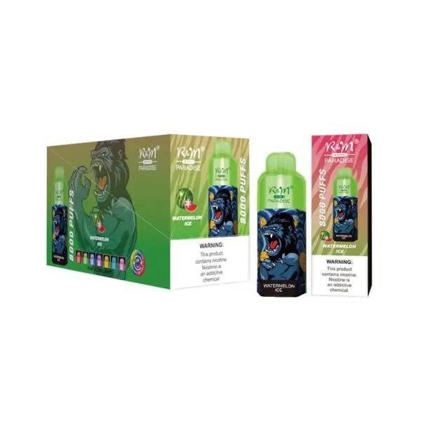 RM-PARADISE-8000-Puffs-Disposable-Vape-Wholesale-Watermelon-Ice-Package-600x600-1.webp Vape products with watermelon flavor packaging.