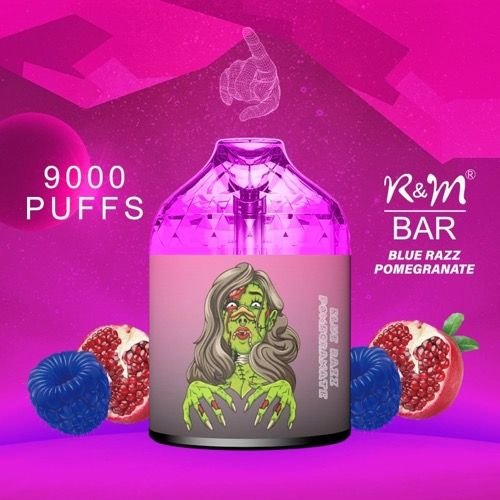 RM_BAR_9000_puffs_2.jpg 9000 puff vape, blue razz pomegranate flavor