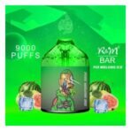 Green vaping device with melons and ice cubes