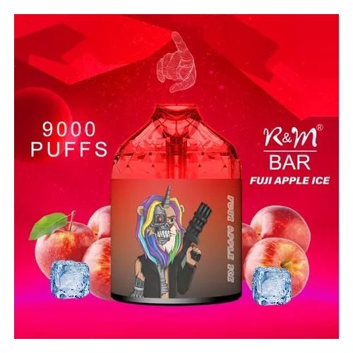 RM_BAR_9000_puffs_4.jpg Vape bottle, Fuji apple ice flavor, 9000 puffs.