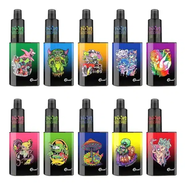 Colorful vape devices with artistic designs