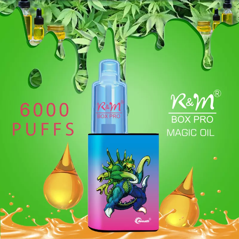 RM_BOX_PRO_6000puffs_11.webp R&M Box Pro vape with colorful dragon design.