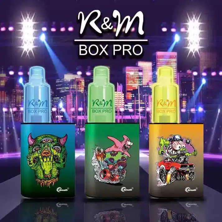RM_BOX_PRO_6000puffs_2.webp R&M Box Pro vape boxes with colorful designs