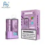 Purple aloe grape vape packaging with warning label.