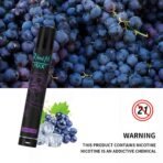 Grape ice vape with nicotine addiction warning.