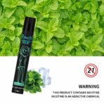 Cool Mint vape with nicotine warning on mint background.