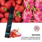 Strawberry dragon fruit vape with nicotine warning