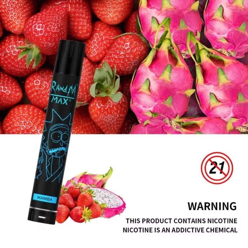 RandM_Max_1700_7.jpg Strawberry dragon fruit vape with nicotine warning