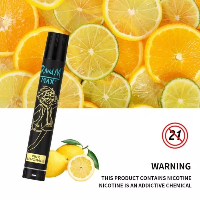 RandM_Max_1700_9.jpg Vape pen with citrus, warning: nicotine addictive.