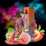 Strawberry ice vape with vibrant graffiti design.