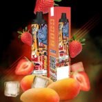 Mango strawberry vape with ice and fruit.