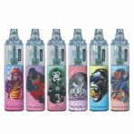 Colorful vape pens with monkey illustrations and flavors.