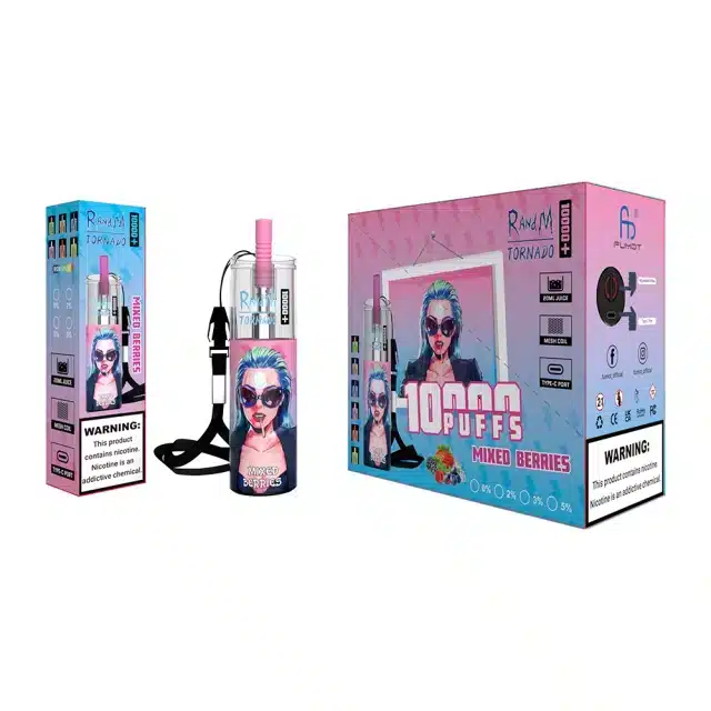 Randm_Tornado_10k_PLU_Spuffs_00009.webp Vape with mixed berries flavor packaging design.