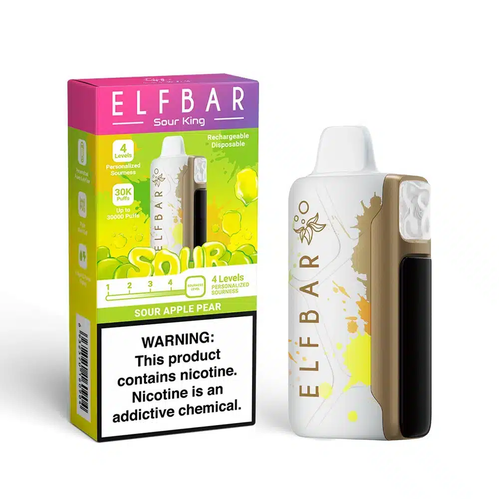 SourApplePear-0c40 Elf Bar Sour Apple Pear vape packaging.