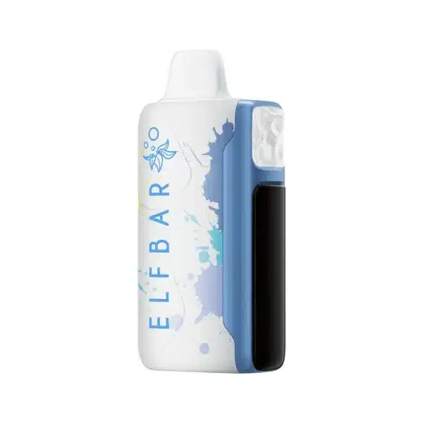 Colorful Elfbar vape device with white and blue design.