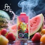 Electronic vape with fruit and leopard design.