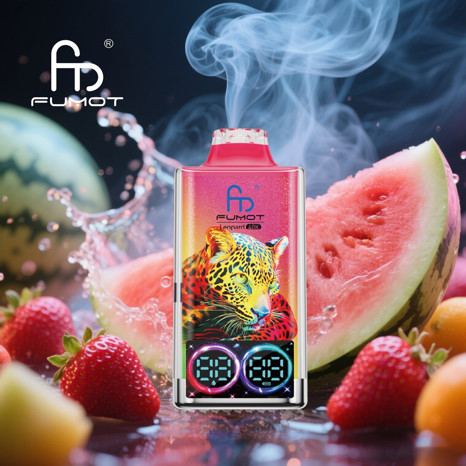 Strawberry-Watermelon.jpg Electronic vape with fruit and leopard design.