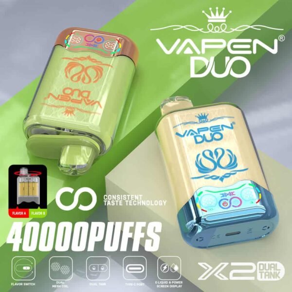 Vapen Duo, 40000 puffs, dual tank technology.